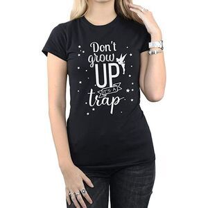 Tinkerbell Womens/Ladies Don�'t Grow Up Cotton T-Shirt / Black